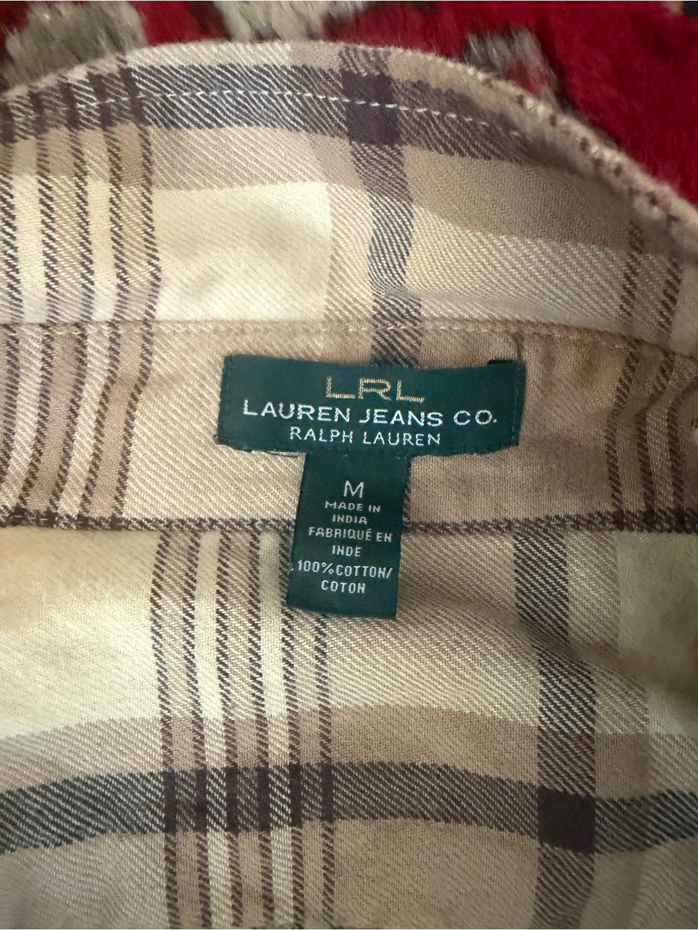 Ralph Lauren Plaid Button-Down Shirt in Beige and Brown - Picture 3 of 4